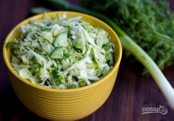 Салат из капусты с огурцом и зеленью, 1 кг полуфабрикат кулинарный