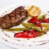 Steak Striploin (Стриплоин) с лопатками зеленого горошка и Песто