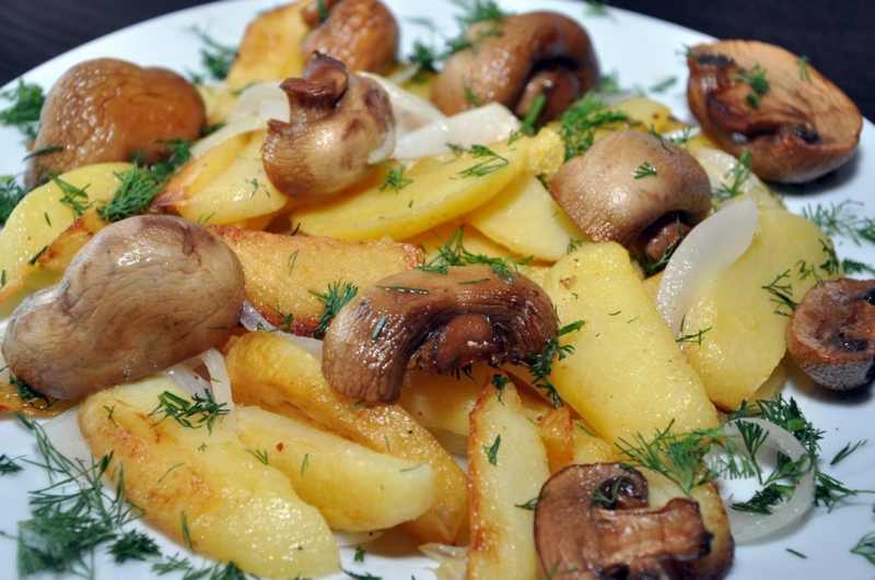 Рецептура блюда Картофель, жаренный с луком или грибами и луком