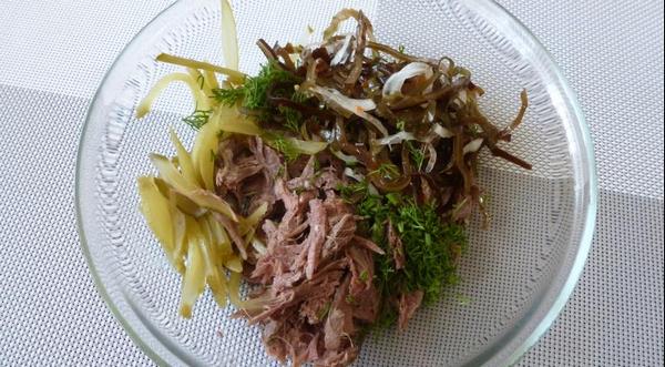 Салат с говядиной и морской капустой(ТТК8116)
